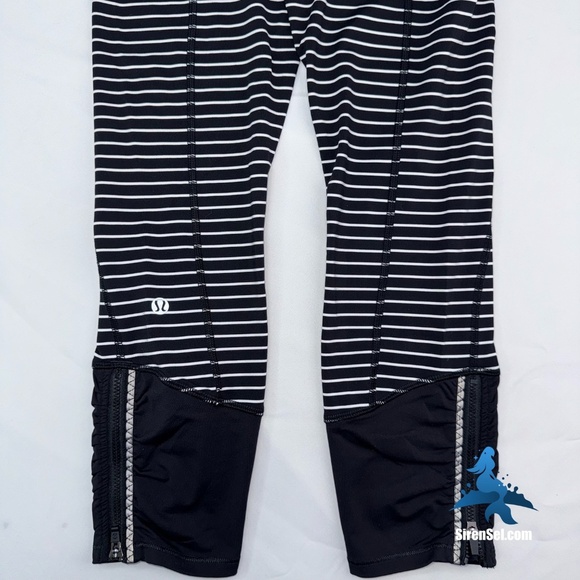 1076 lululemon Runday Crop - Size 4 - Parallel Stripe Black/White - Picture 7 of 14